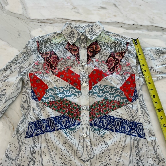 ETRO WHITE MULTI COTTON SHIRT SIZE IT 44 / US 8 NWTS! - Picture 13 of 17